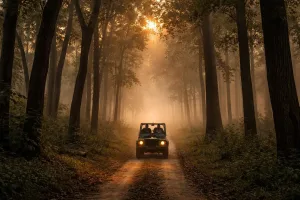 Jeep safari in Rajaji National Park early morning